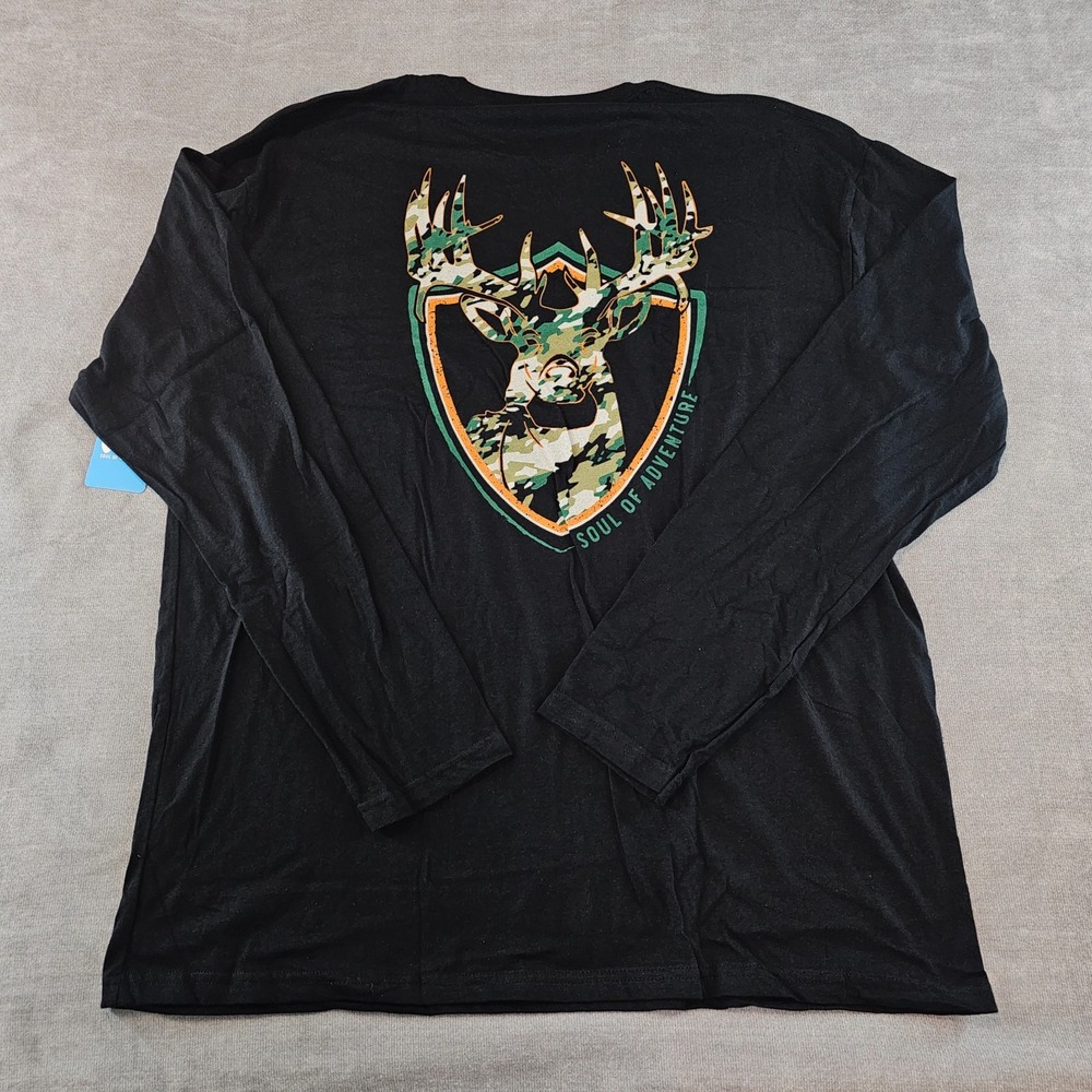 SA Company Mens Black Long Sleeve Shirt 2X Graphic Tee Geo Camo Patriot Buck